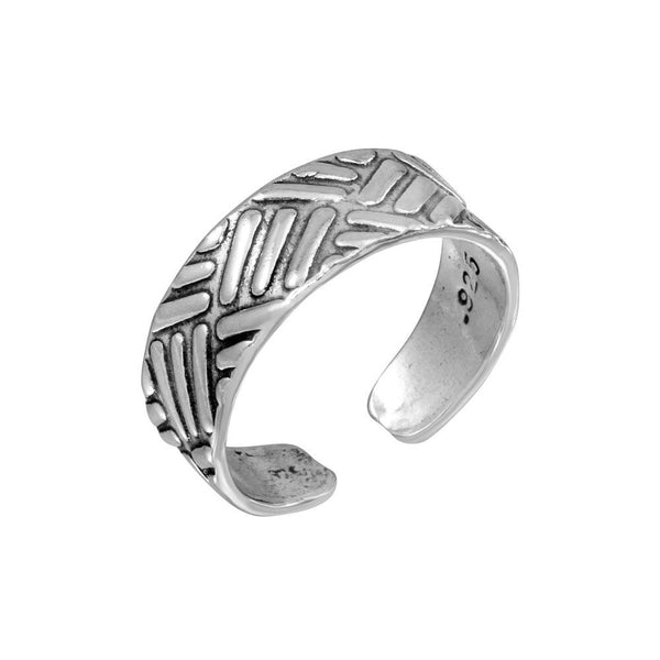 Silver 925 Basket Weave Pattern Adjustable Toe Ring - TR263-A | Silver Palace Inc.