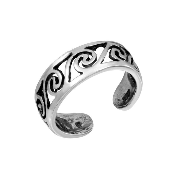 Silver Open Wave Adjustable Toe Ring - TR294-A | Silver Palace Inc.