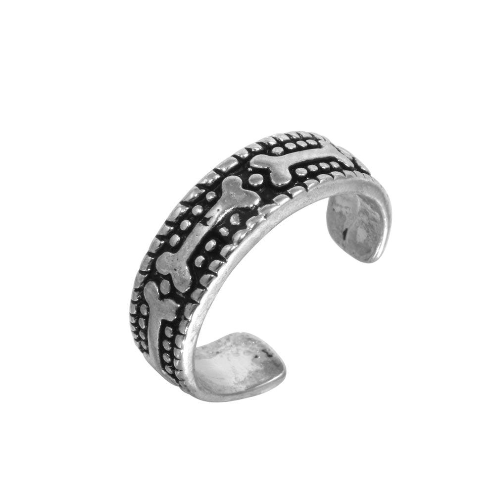 Silver 925 Oxidized Dog Bone Design Toe Ring - TR299-A | Silver Palace Inc.