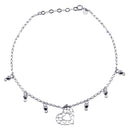 Silver 925 Rhodium Plated Heart Charm Anklet - TRA00002 | Silver Palace Inc.