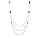 Silver 925 Rhodium Plated Silver Multi-Layered Chain Necklace with Beads - TRN00001 | Silver Palace Inc.