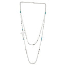 Silver 925 Rhodium Plated Cross Chain Necklace with Turquoise Beads - TRN00002 | Silver Palace Inc.