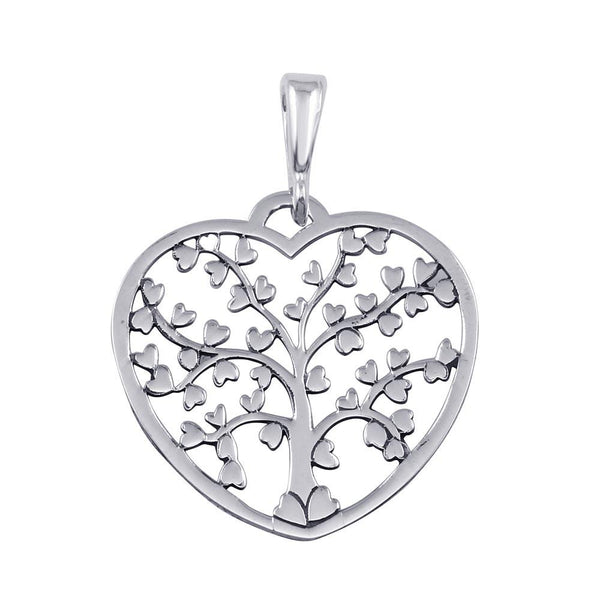 Silver 925 Flat Heart-Shaped Heart Tree Pendant - TRP00001 | Silver Palace Inc.