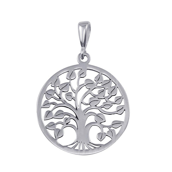 Silver 925 Rhodium Plated Round Tree of Life Pendant - TRP00002 | Silver Palace Inc.