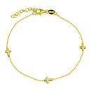 925 Sterling Silver Adjustable Single Strand Gold Plated Bracelet with 3 Cross - VGB17GP | Silver Palace Inc.