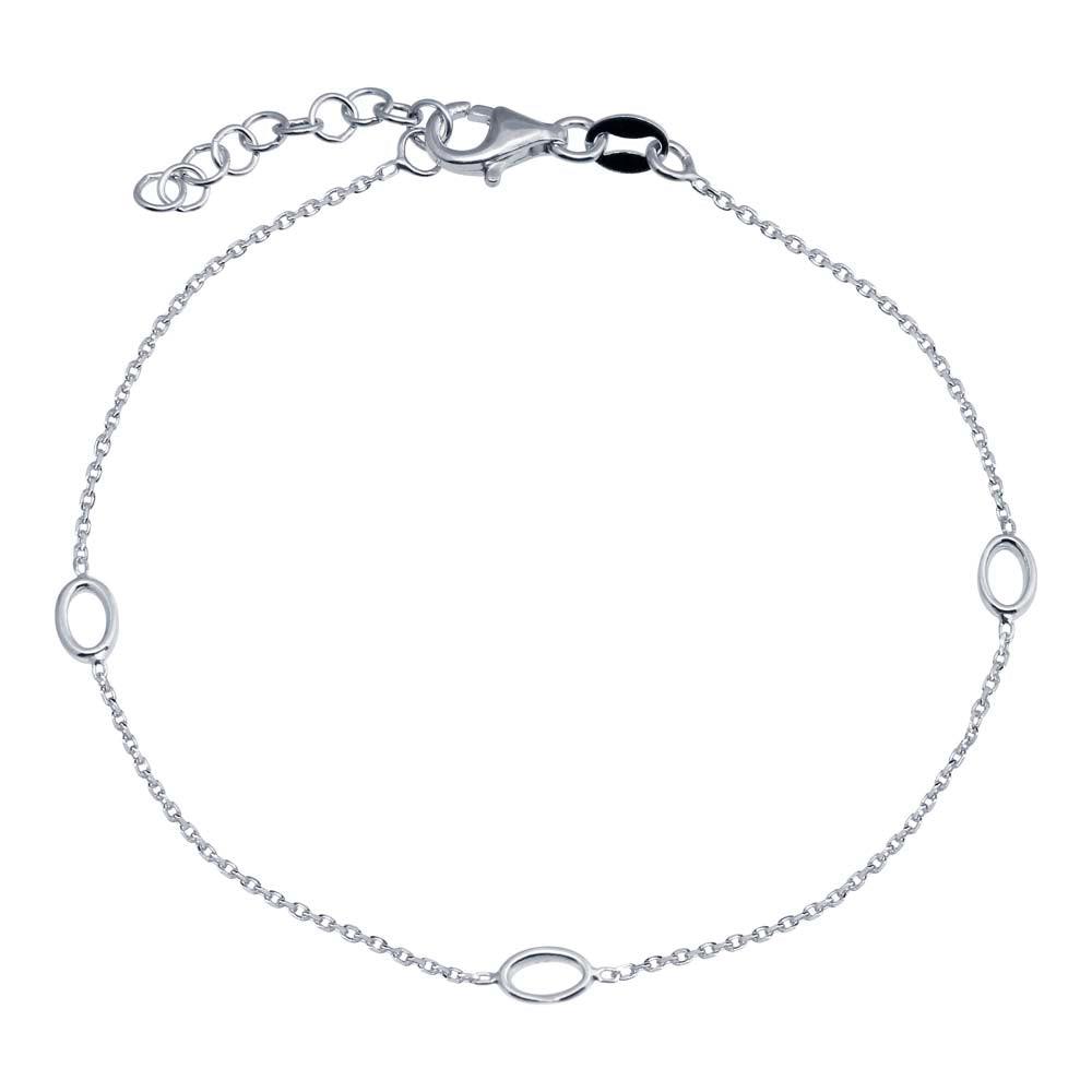 925 Sterling Silver Adjustable Single Strand Rhodium Plated