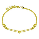 925 Sterling Silver Adjustable Double Strand Multi Heart Gold Plated Bracelet - VGB19GP | Silver Palace Inc.