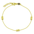 925 Sterling Silver Adjustable Single Strand Gold Plated Bracelet with 3 Infinity Element - VGB22GP | Silver Palace Inc.