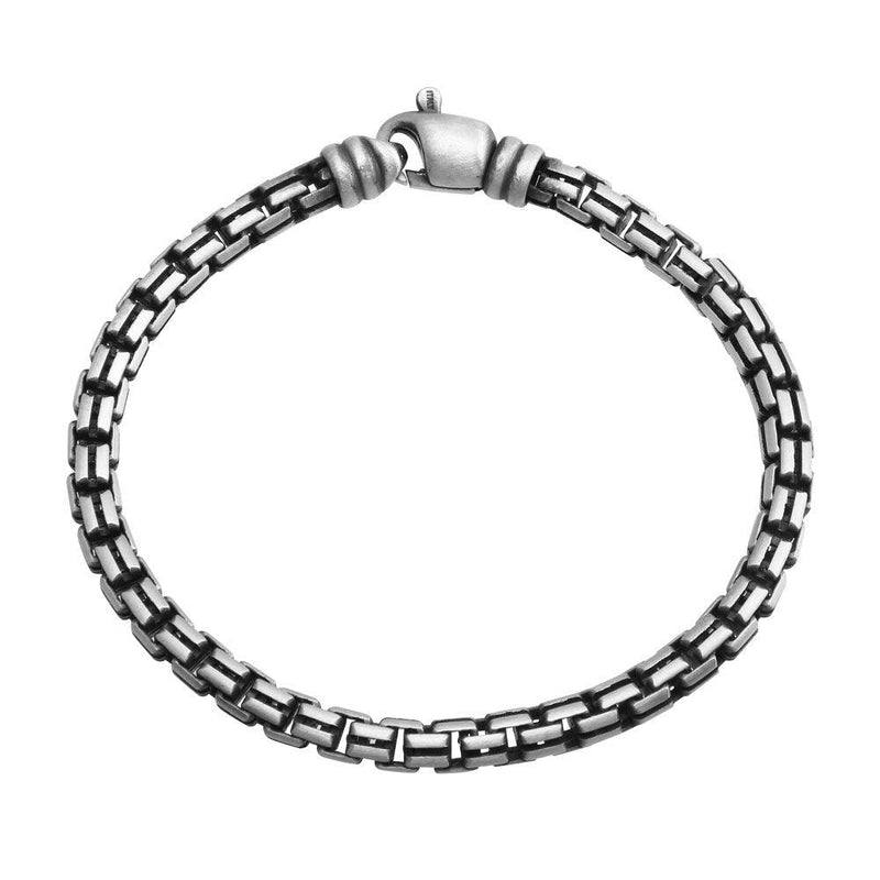 925 Sterling Silver Hand Made Gun Metal Finish Double Round Box Chain Bracelet 5mm - VGB7 | Silver Palace Inc.