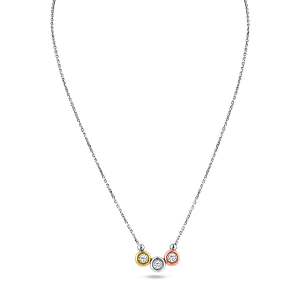 Sterling Silver 3 Toned Circles Necklace - VGC23-16+2 | Silver Palace Inc.
