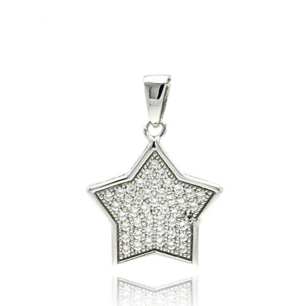 Closeout-Silver 925 Rhodium Plated Star CZ Inlay Dangling Pendant - ACP00043 | Silver Palace Inc.