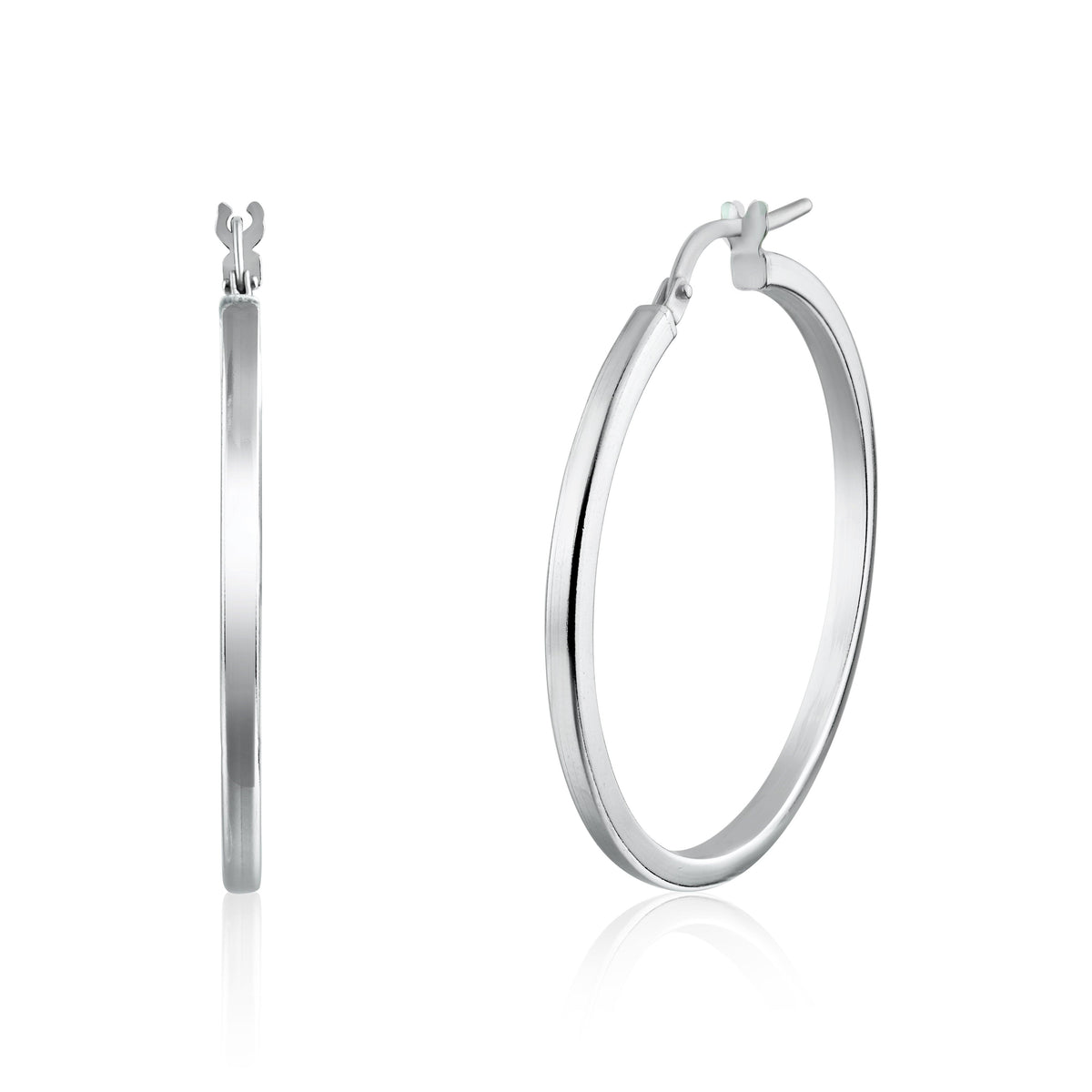 RILY Original Pin Earring Silver 今市隆二 Rhodium Plated 925 Sterling Silver Silver 2mm Hoop Earrings