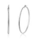 Rhodium Plated 925 Sterling Silver Silver Dome 3.5mm Hoop Earrings - ARE00027RH | Silver Palace Inc.