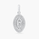 Rhodium Plated 925 Sterling Silver Engravable Guadalupe Pendant - ARP00054 | Silver Palace Inc.