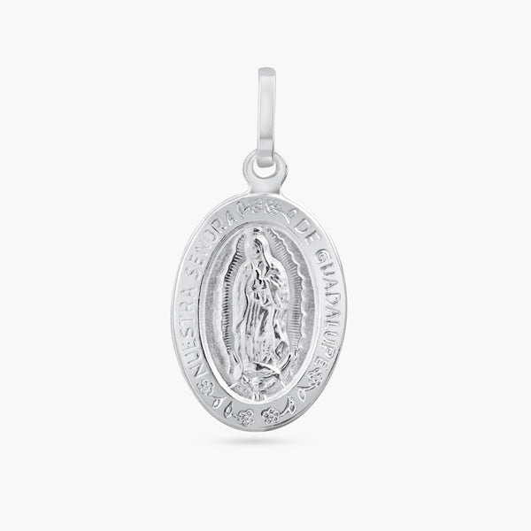 Silver 925 Rhodium Plated Engravable Guadalupe Pendant - ARP00056 | Silver Palace Inc.