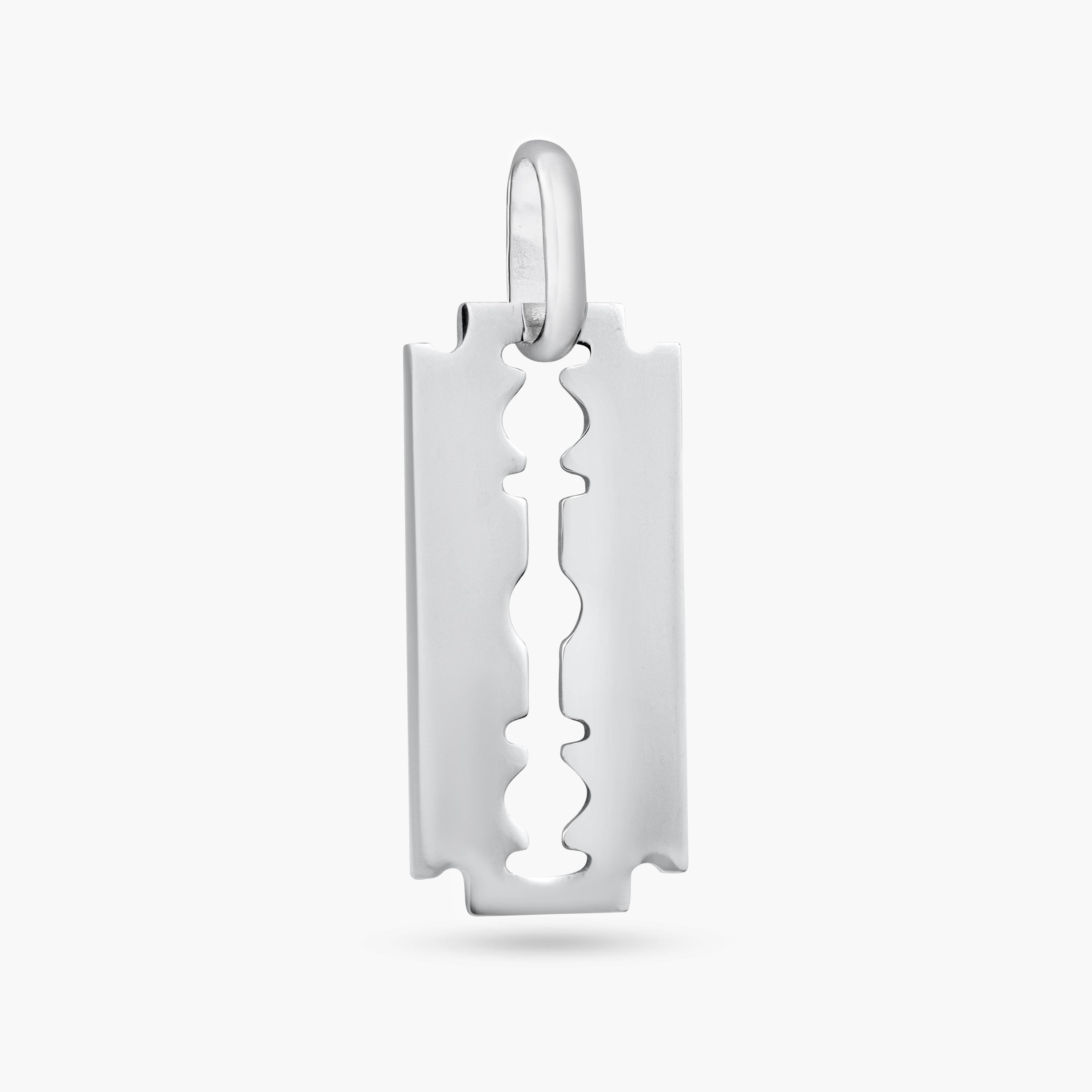 Rhodium Plated 925 Sterling Silver Engravable Razor Pendant - ARP00059 ...