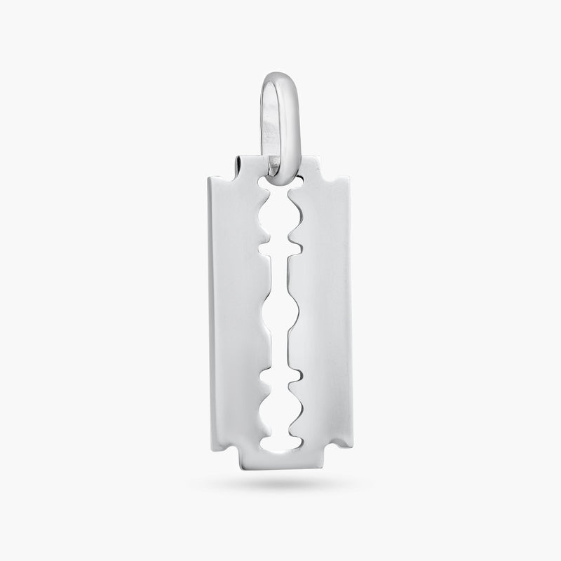 Rhodium Plated 925 Sterling Silver Engravable Razor Pendant - ARP00059 | Silver Palace Inc.