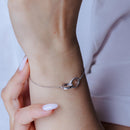 Pulsera de plata 925 con eslabones de doble anillo y circonita chapada en rodio - BGB00186