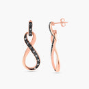 Silver 925 Black and Gold Rhodium Plated Ribbon CZ Dangling Earrings - BGE00254 | Silver Palace Inc.