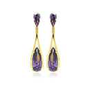 Silver 925 Rose Gold Rhodium Plated Purple Teardrop CZ Dangling Stud Earrings - BGE00282 | Silver Palace Inc.