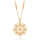 Silver 925 Rose Gold Plated Open Circle Flower Design CZ Necklace - BGP00652 | Silver Palace Inc.
