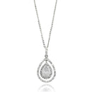 Silver 925 Rhodium Plated Open Teardrop Center CZ Necklace - BGP00664 | Silver Palace Inc.