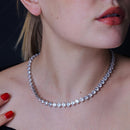 Rhodium Plated 925 Sterling Silver Tennis CZ Necklace - BGP01261