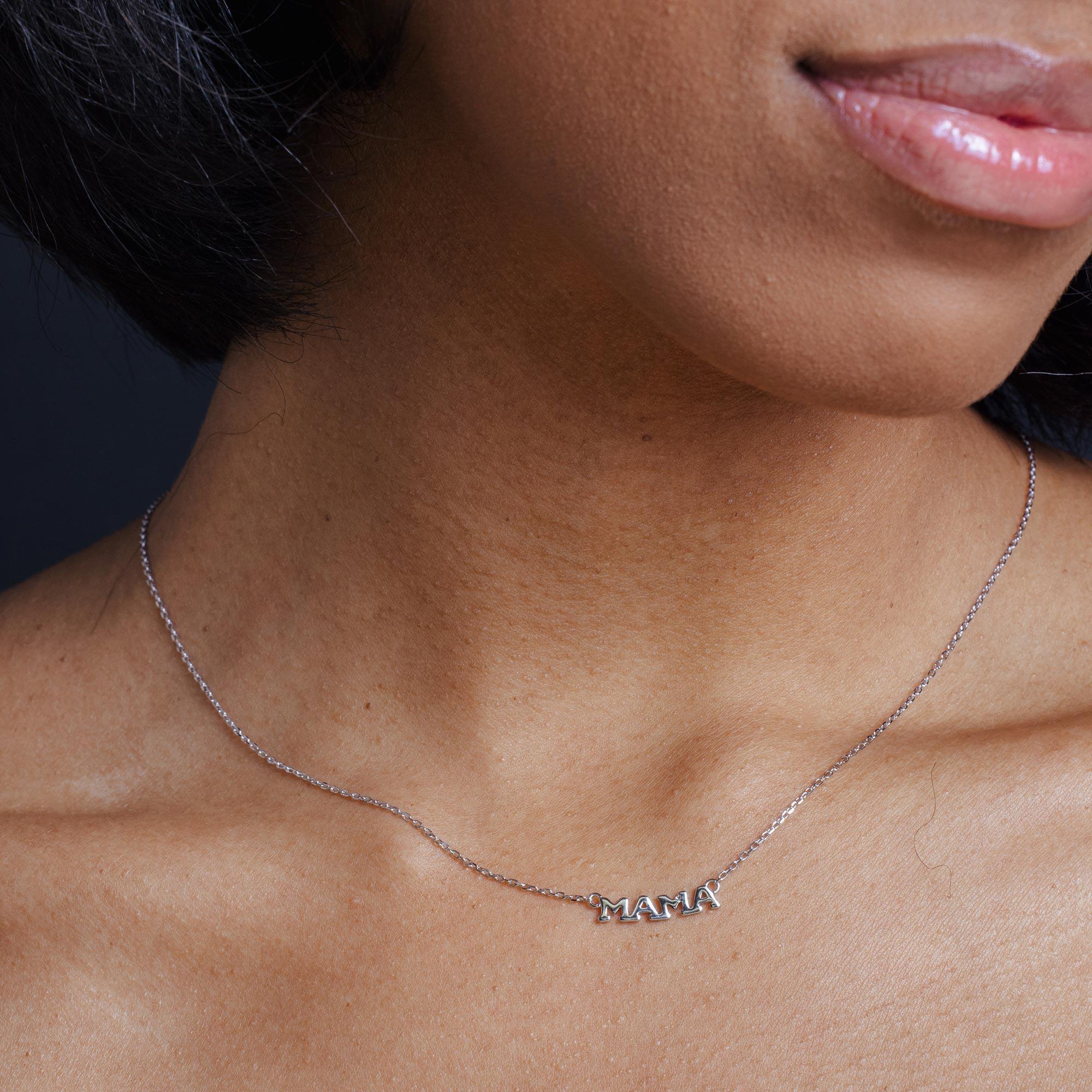 Collar MAMA de plata de ley 925 rodiada - BGP01397