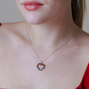 Rhodium Plated 925 Sterling Silver Heart Baguette Necklace - BGP01442