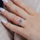 Rhodium Plated 925 Sterling Silver Clear Round Center CZ Bridal Ring Set - BGR00233