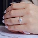 Silver 925 Rhodium Plated Clear CZ Square Ring - BGR00862