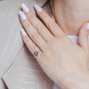 Anillo de corazón doble abierto chapado en rodio negro y rodio de plata 925 - BGR00942