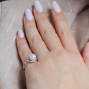 Anillo de perlas de imitación acentuadas con circonita chapada en rodio de plata 925 - BGR01000