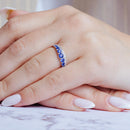 Rhodium Plated 925 Sterling Silver Blue and Clear CZ Stones Ring - BGR01175BLU