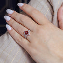 Rhodium Plated 925 Sterling Silver 4 Red Marquise Center CZ Ring - BGR01253RED
