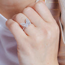 Anillo de mariposa con circonitas cúbicas transparentes en plata de ley 925 rodiada - BGR01340