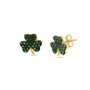 Clearance-Gold Plated 925 Sterling Silver Mini Green Clover Set with CZ - BGS00610