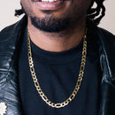 Cadena o pulsera Figaro 180 súper plana chapada en oro plateado de 7,8 mm - CH275 GP