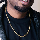 Cadena o pulsera de plata de ley 925 bañada en oro de 100 quilates de 4,4 mm - CH395 GP