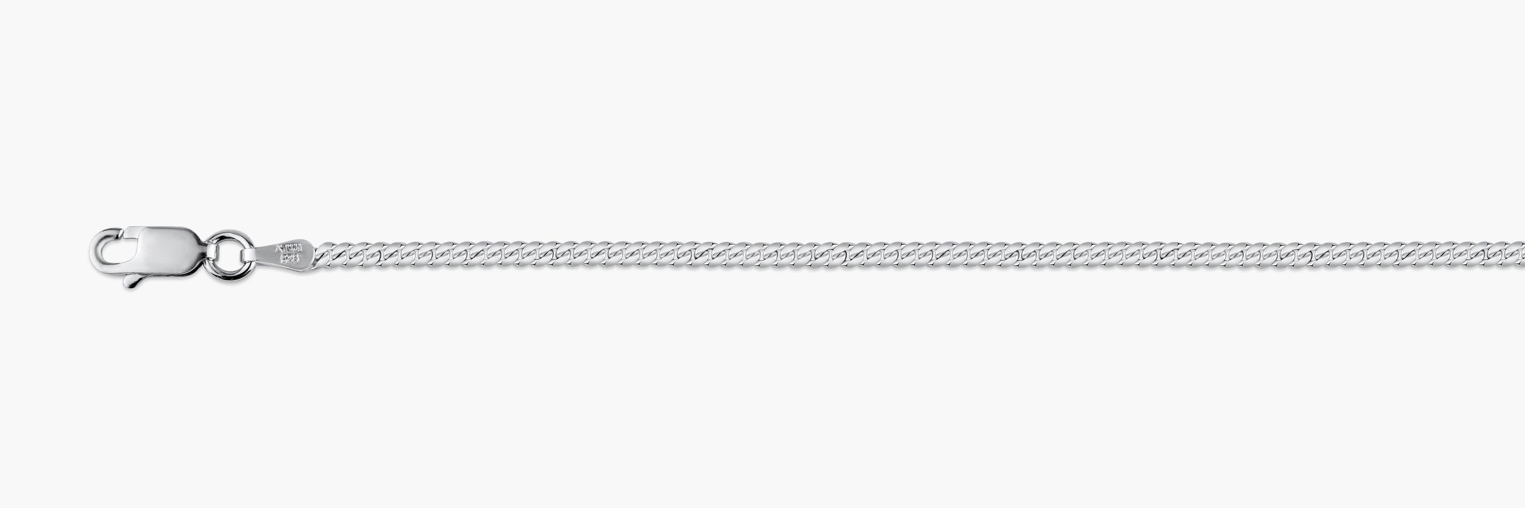 Rhodium Plated 925 Sterling Silver Round Snake Slash DC 0.90mm Chain - CH412 RH