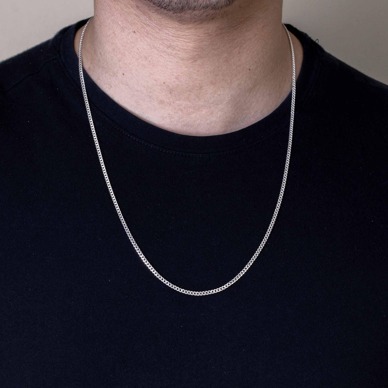 Men's Sterling Silver Flat Curb Chain Necklace - 5.2mm To 14.8mm Width, Solid .925 Italy Silver, Classic Link Design