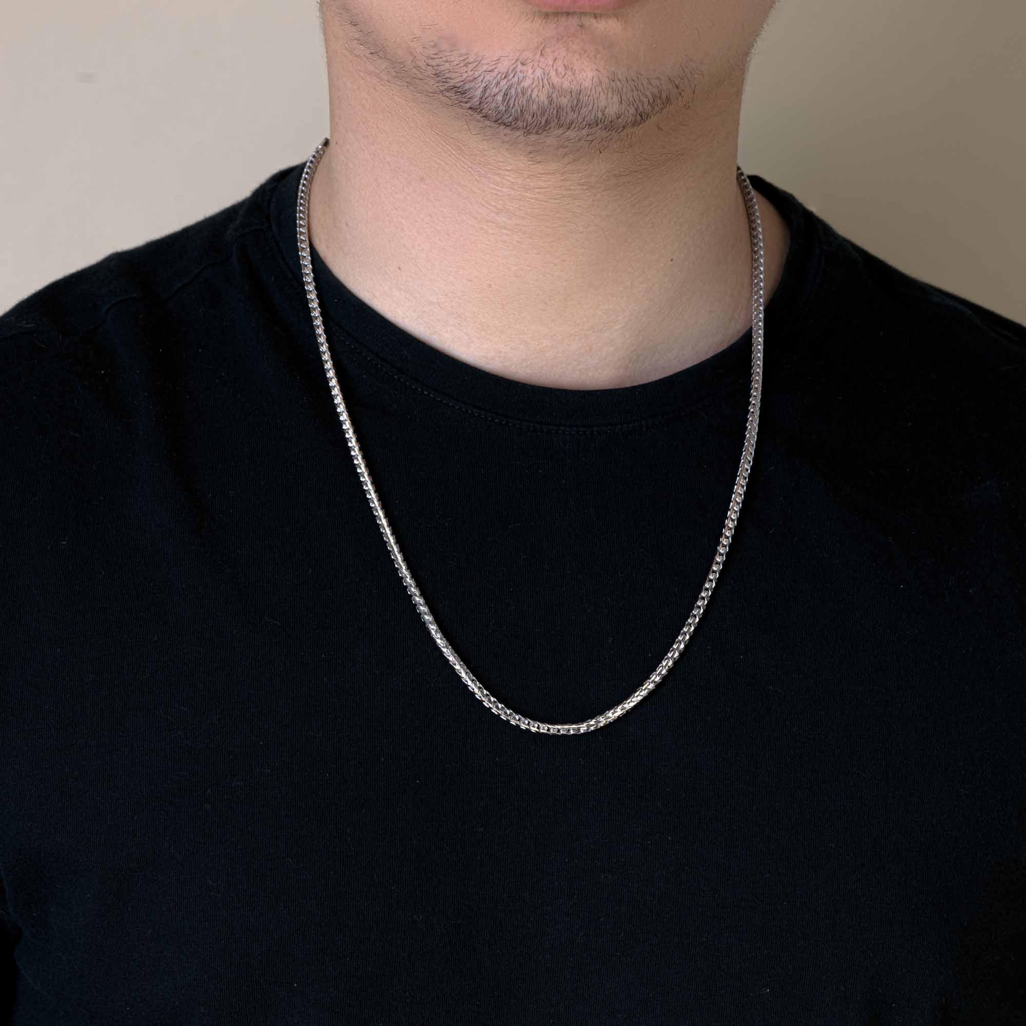 Cadena Franco redonda de plata de ley 925 rodiada de 3,2 mm - CH935 RH