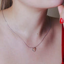 Collar de plata de ley 925 rodiada con forma de corazón grabable y circonita - DIN00076RH