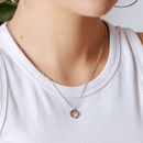 Rhodium Plated 925 Sterling Silver Disc Foot Print Box Chain Necklace - DIN00107RH