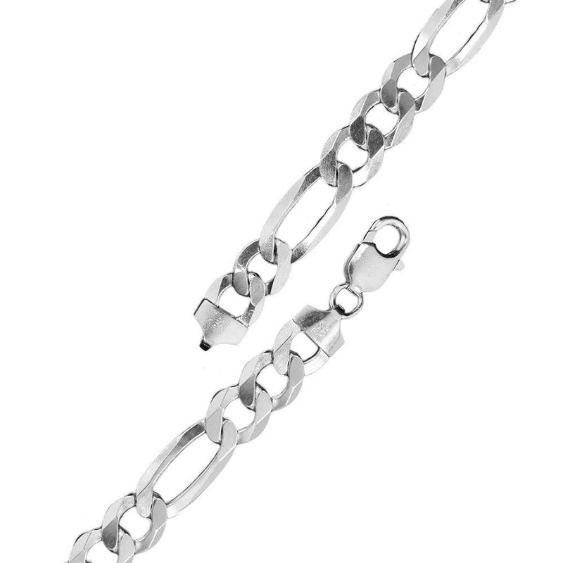 Silver 925 Rhodium Plated Flat Light Weight Figaro 180 Chain 6.8mm - CH308 RH | Silver Palace Inc.