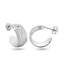 Silver 925 Rhodium Plated Dome Semi Hoop Earrings - GME00142 | Silver Palace Inc.