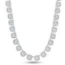 Rhodium Plated 925 Sterling Silver Round Multi CZ Tennis Necklace 7.4mm - GMN00194