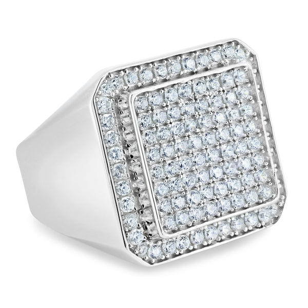 Silver 925 Rhodium Plated CZ Encrusted Ring - GMR00350 | Silver Palace Inc.