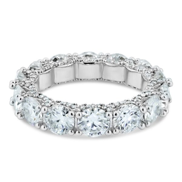 Silver 925 Rhodium Moissanite Eternity Band Ring - MGMR00003 | Silver Palace Inc.