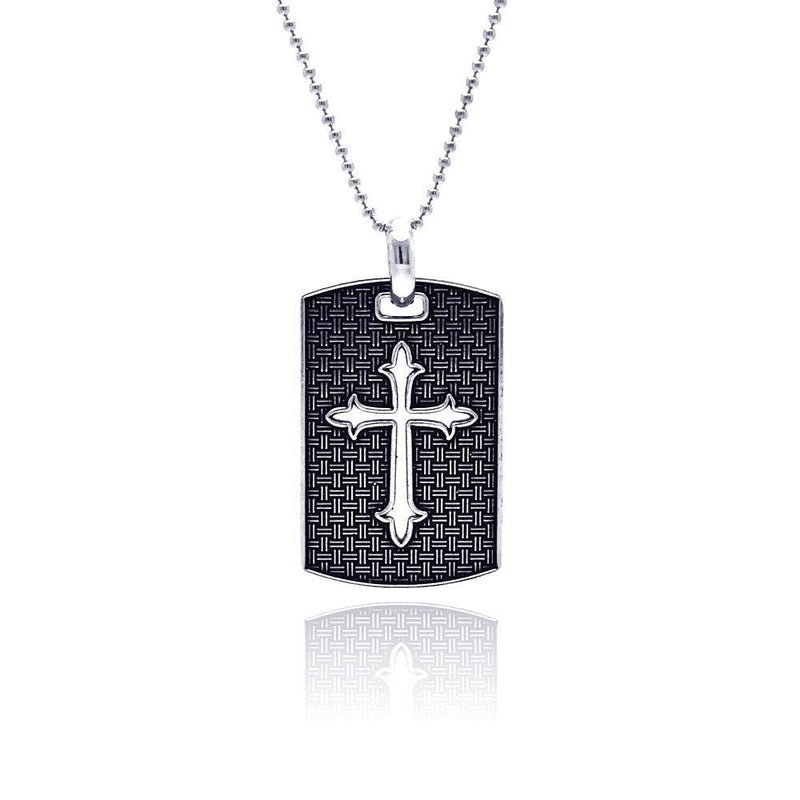 Silver 925 Oxidized Textured Religious Tag - OXP00011 | Silver Palace Inc.